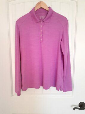 Coolibar Prestwick Long Sleeve Golf Polo UPF 50+ Purple Pink Size L